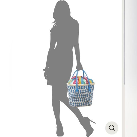 NWT 129.00 ON 34TH ISABELLAA STRAW TOTE BAG BLUE - Picture 3 of 6